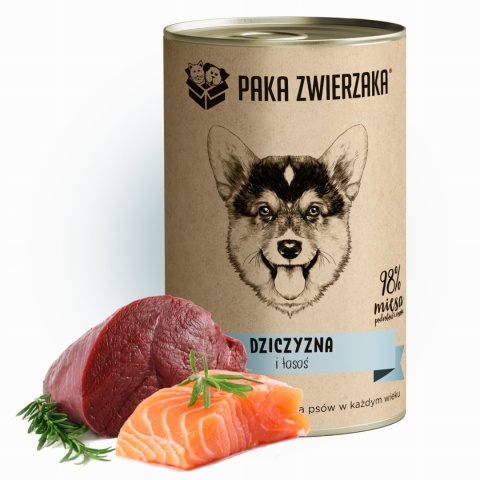 Paka Zwierzaka - Karma mokra Dziczyzna i łosoś 400g Paka Zwierzaka - Karma mokra Dziczyzna i łosoś 400g