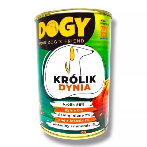 DOGY - Karma mokra Królik z Dynią 400g DOGY - Karma mokra Królik z Dynią 400g