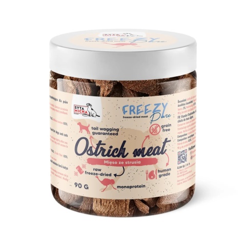 Syta Micha FREEZY Pure - 100% liofilizowane mięso strusia 90g Syta Micha FREEZY Pure - 100% liofilizowane mięso strusia 90g