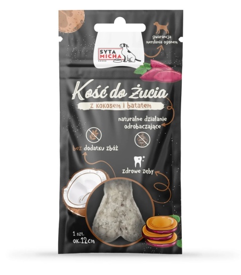 Syta Micha - Kość do żucia Kokos z batatem 12cm Syta Micha - Kość do żucia Kokos z batatem 12cm