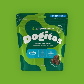Green Paw - Smaczki funkcjonalne poprawiające witalność z 100% dziczyzny - Dogitos Vitality