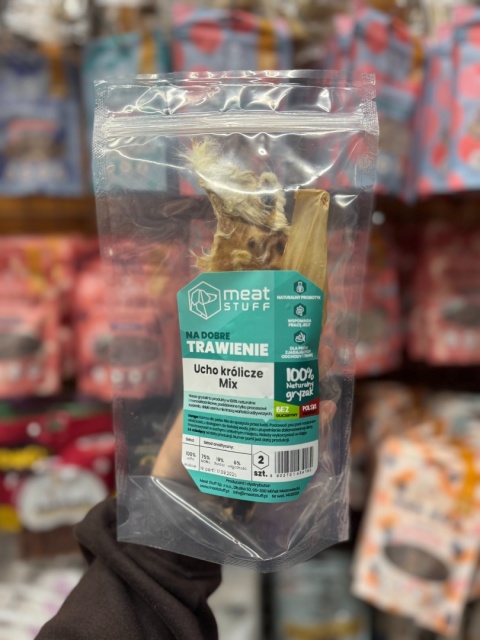 Meat Stuff - Ucho królicze MIX - z futrem i bez 2szt Meat Stuff - Ucho królicze MIX - z futrem i bez 2szt