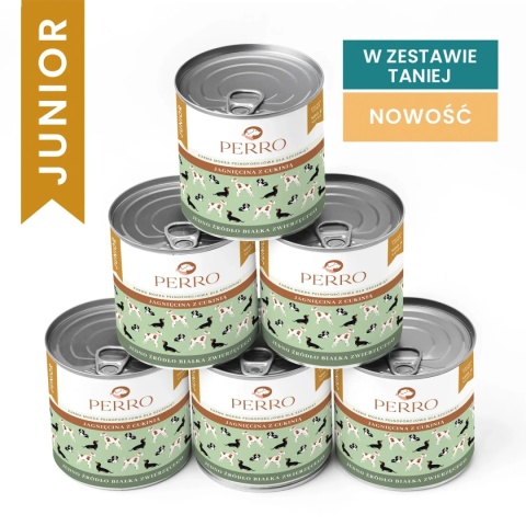 Perro Gourmet JUNIOR - Jagnięcina z cukinią dla szczeniąt - ZESTAW 6 x 800g Perro Gourmet JUNIOR - Jagnięcina z cukinią dla szczeniąt - ZESTAW 6 x 800g