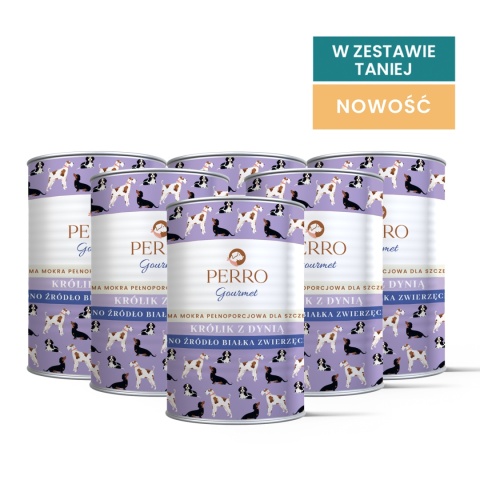 Perro Gourmet JUNIOR - Królik z dynią dla szczeniąt 400g x 6 szt ZESTAW