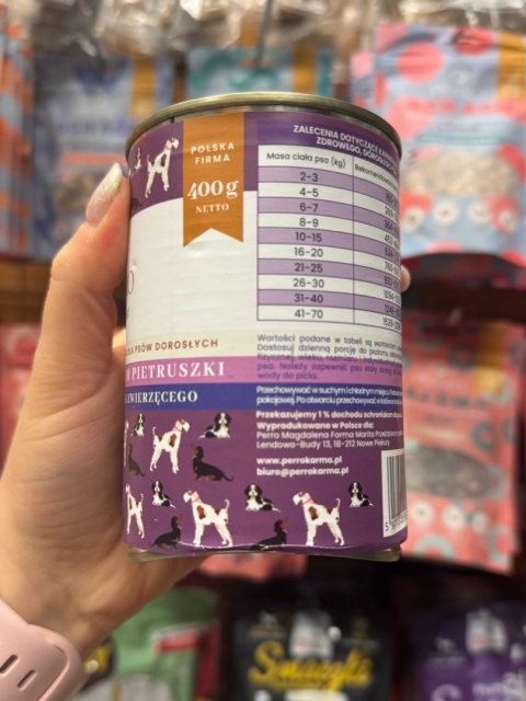 Perro Gourmet - Sarna z korzeniem pietruszki 400g - wygięta puszka