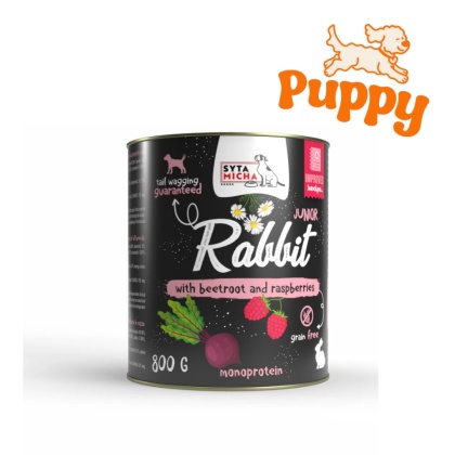 SYTA MICHA JUNIOR - Karma mokra dla szczeniąt królik z burakiem i malinami 800g