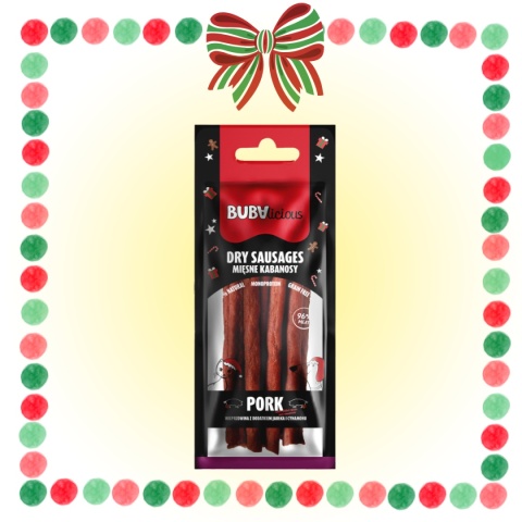 BUBAlicious More Meat XMAS kabanosy - Wieprzowina z dodatkiem jabłka i cynamonu