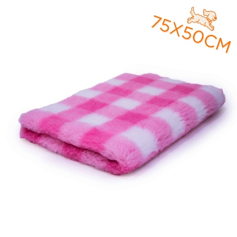 DRY BED Legowisko antypoślizgowe - Krata biało-różowa 75x50cm 28mm