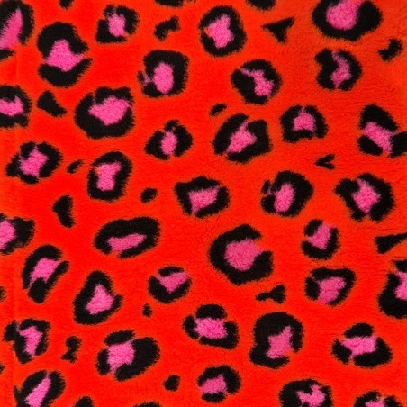 DRY BED Legowisko antypoślizgowe - Leopard róż pomarańcz 75x50cm 28mm