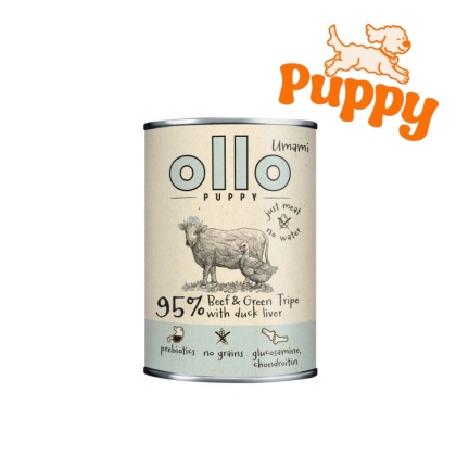 Ollo Umami PUPPY - Wołowina & Zielone Żwacze z kaczą wątróbką - dla szczeniąt 400g