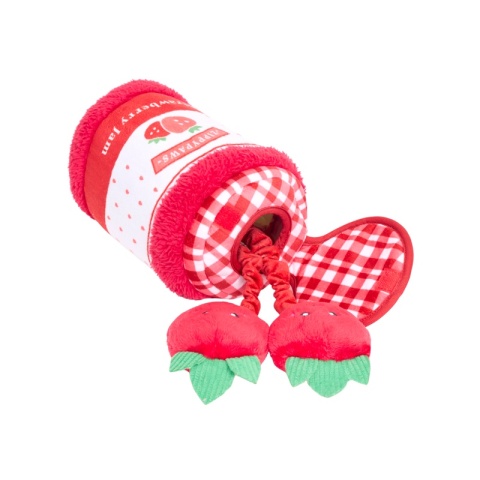 ZippyPaws - Pluszowa norka bungee dla psa Dżem truskawkowy