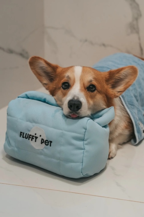 Fluffy Pet - Zestaw Kosmetyczka + Ręcznik niebieski