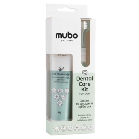 Mubo Dental Care Kit - zestaw do czyszczenia zębów psa, pasta, szczoteczka i nakładka na palec
