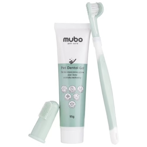 Mubo Dental Care Kit - zestaw do czyszczenia zębów psa, pasta, szczoteczka i nakładka na palec