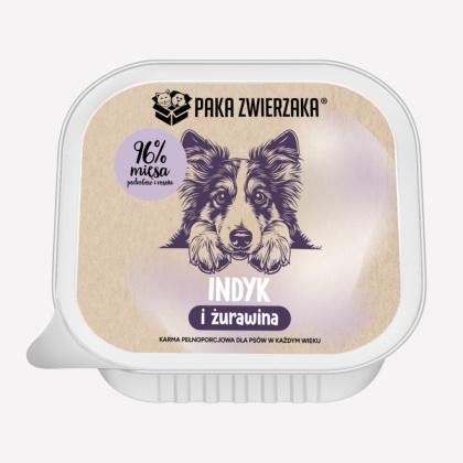 Paka Zwierzaka - Indyk i żurawina 150g (tacka) karma mokra dla psa