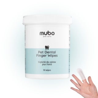 Mubo Pet Dental Finger Wipes 50szt - Czyściki do zębów psa i kota, nakładki na palec