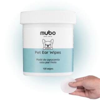 Mubo Pet Ear Wipes 100szt. - jednorazowe płatki do uszu psa i kota, nasączone płynem czyszczącym