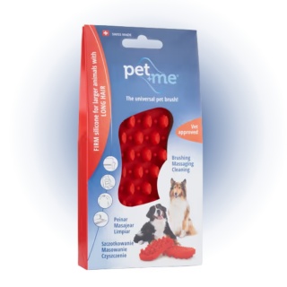 Pet+Me Firm Silicone Brush Red - szczotka silikonowa dla psa, do gęstej i długiej sierści z grubym podszerstkiem, czerwona
